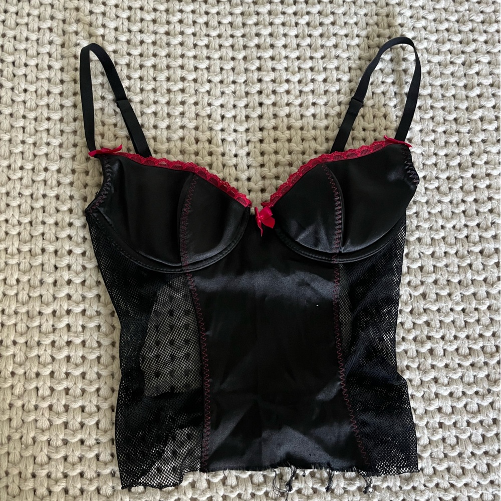Frederick's of Hollywood Black and Red Lace Corset